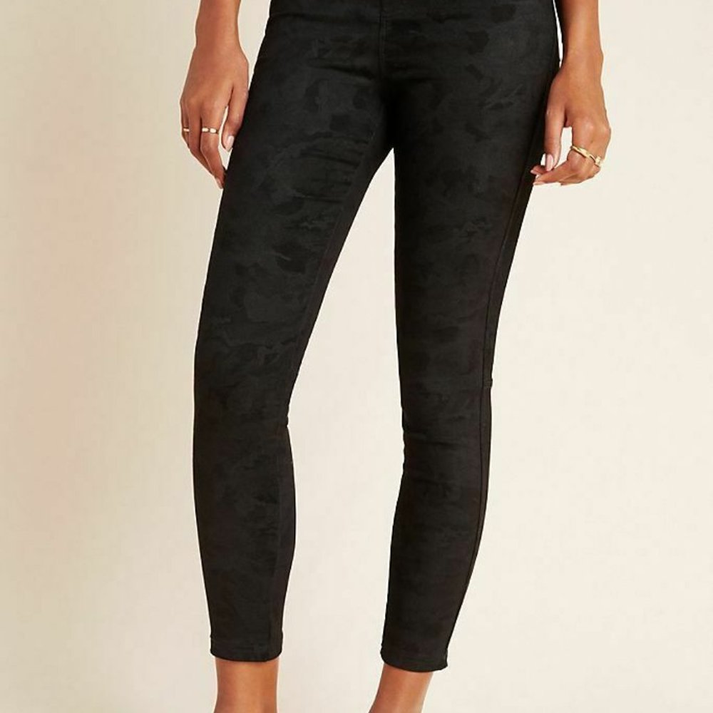 NEW Anthropologie Sanctuary black camo flocked pant legging pull on skinny